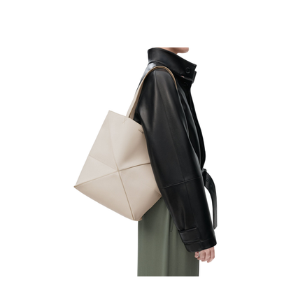 Medium Puzzle Fold Tote in Soft Grained Calfskin Grey