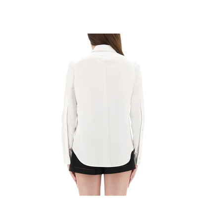Cotton Poplin Shirt with Horsebit in White