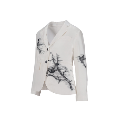 MAYFEYR - Thom Browne - Fit 3 High Armhole Sportcoat Unconstructed In Engineered Bird Toile Printed Silk Twill - FBC812AF1046100