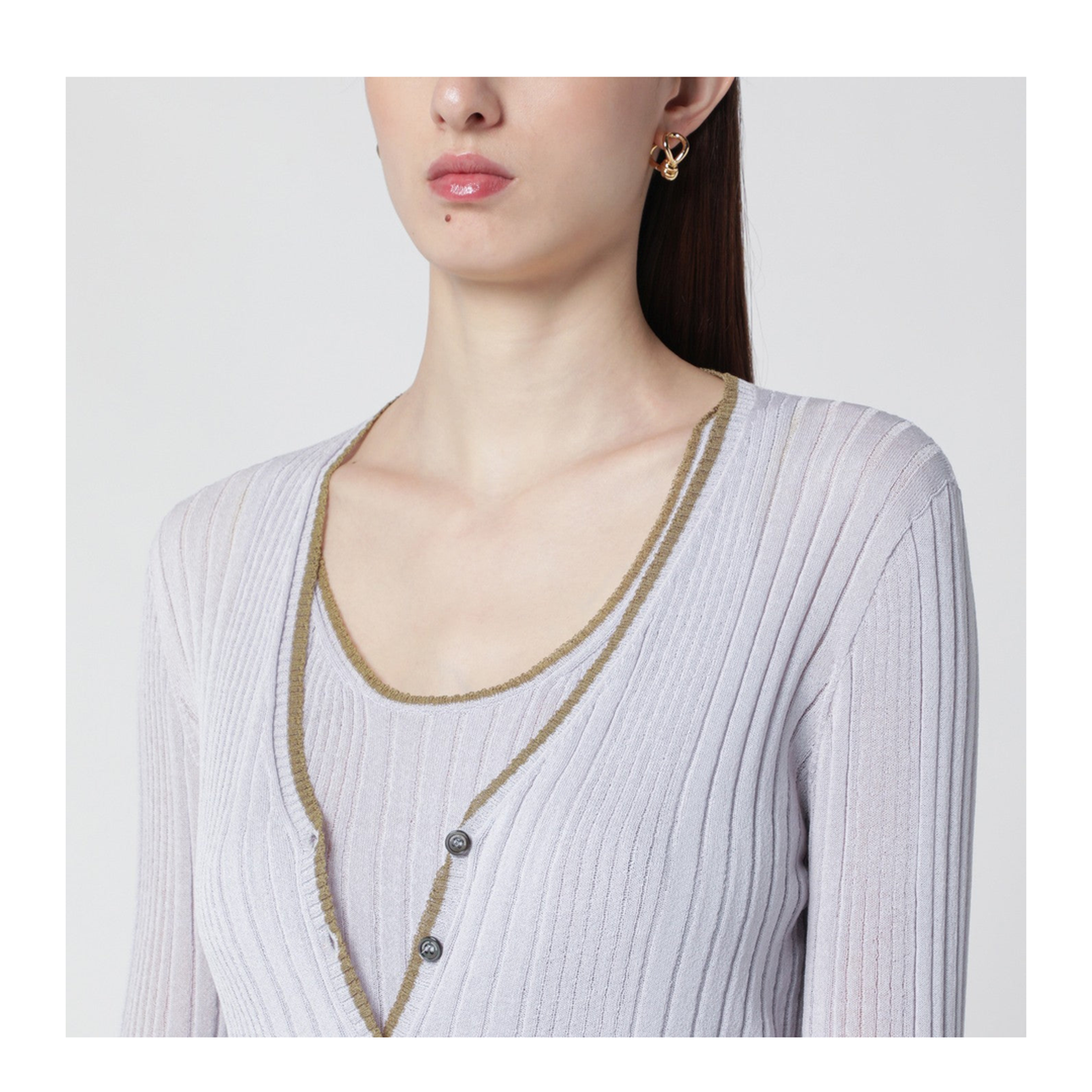 MAYFEYR - Roberto Collina - Lilac Cardigan With Gold Trim - 261FXA28010VI33