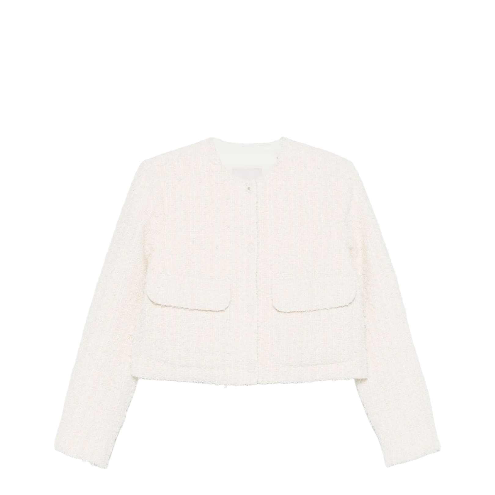 White Ivory Dauphin Tweed Short Down Jacket