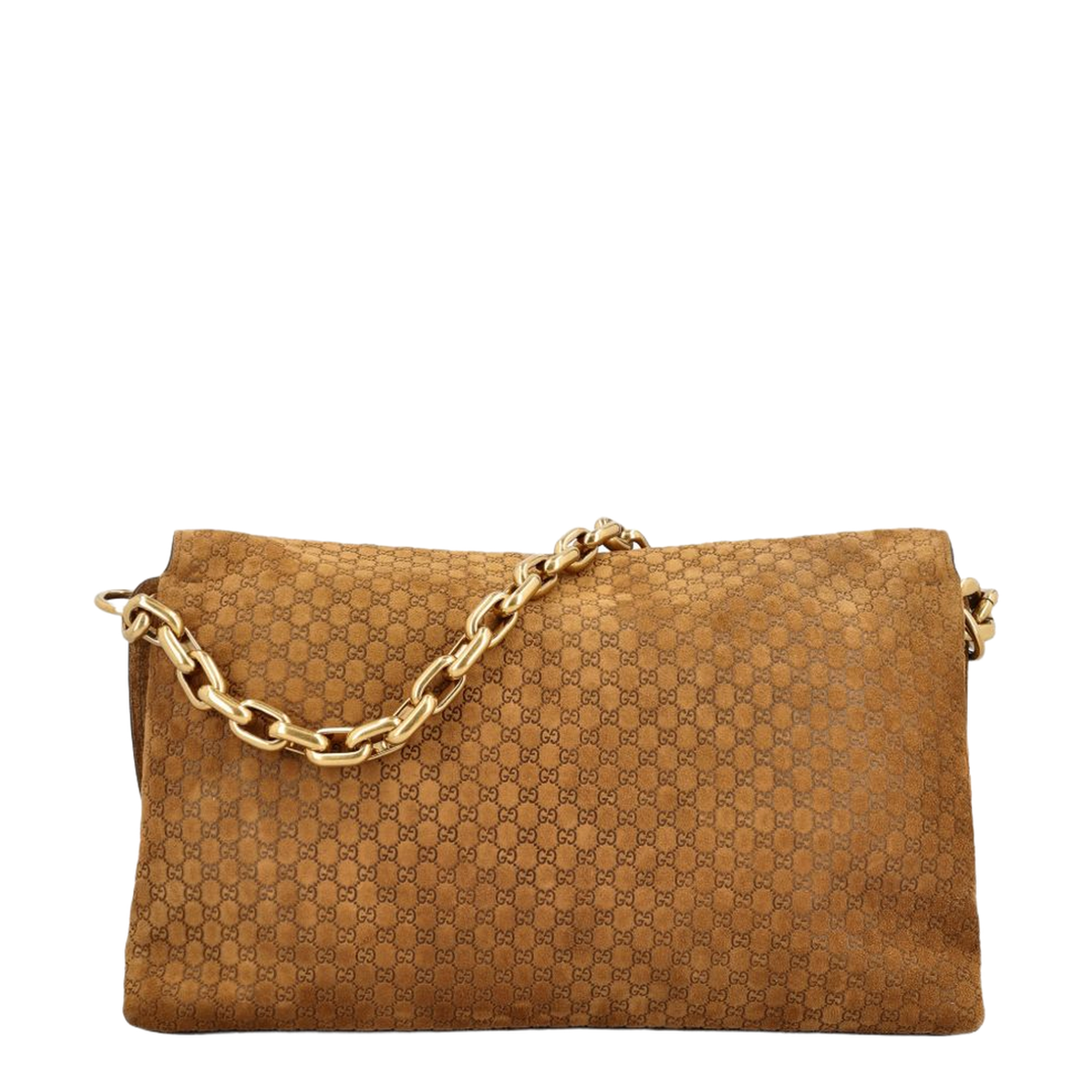Large Shoulder Bag GG Suede Brown