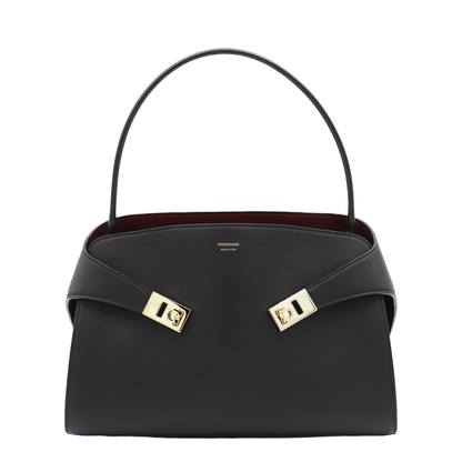 Black Leather Top Handle Bag