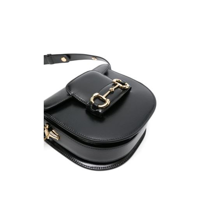 Horsebit 1955 Small Leather Soft Shoulder Bag - Black