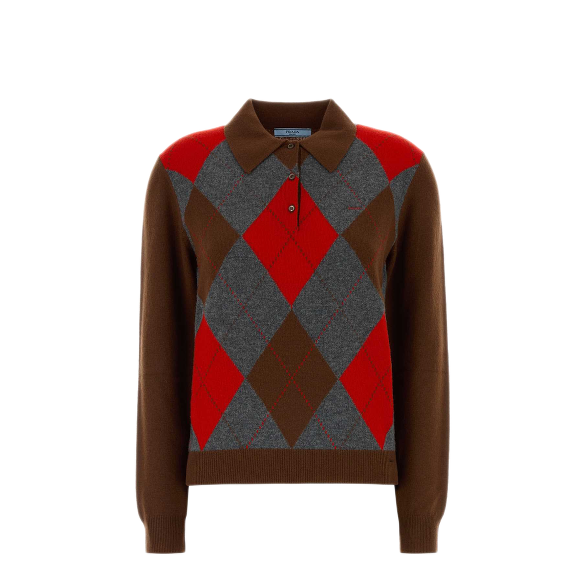 Argyle Knit Polo Sweater
