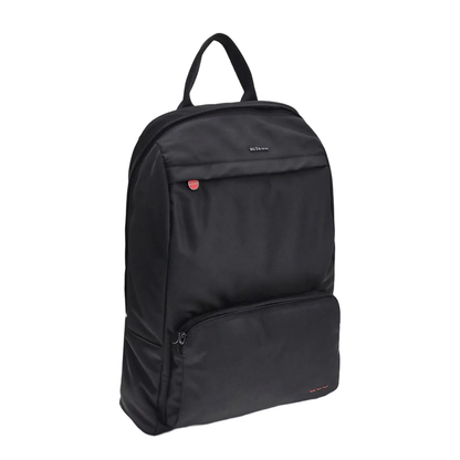 Nylon Backpack with Fabric Top Handle and Two Front Zippered Pockets