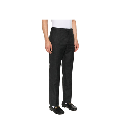 Houndstooth Wool Pant with Embroidery