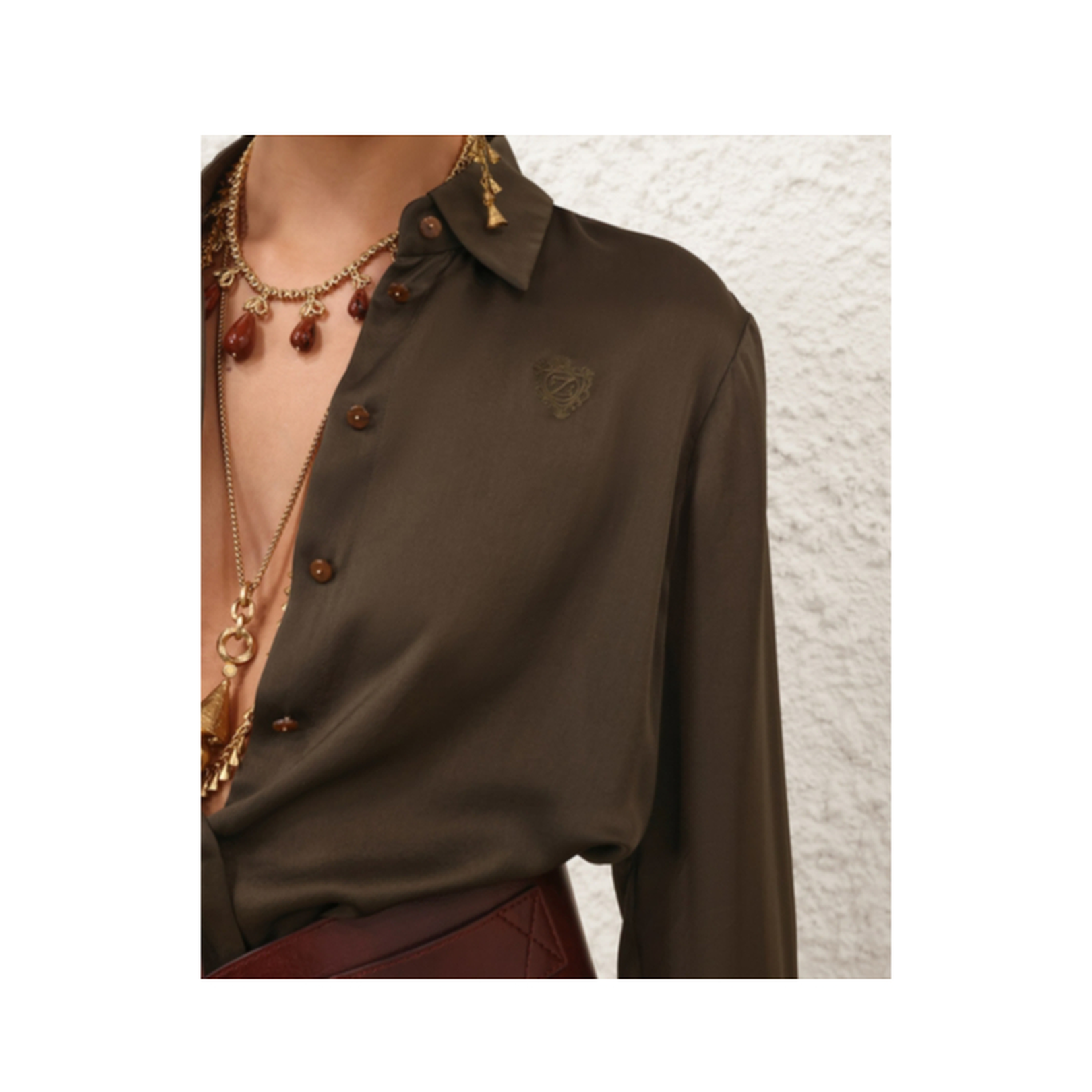 Hypnotic Satin Shirt in Olive