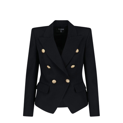 Black Virgin Wool 6-Button Jacket