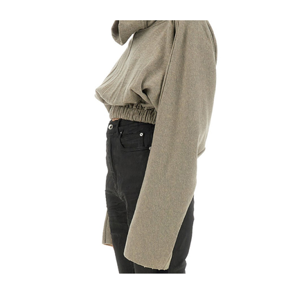 Cropped Hooded Tunic Sweatshirt