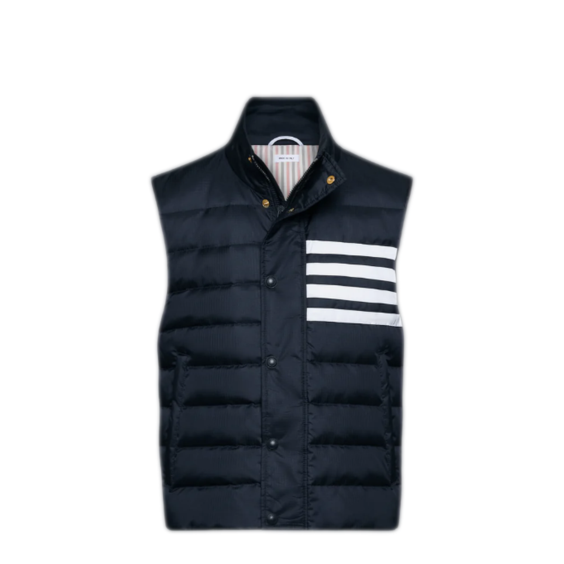 MAYFEYR - Thom Browne - Lightweight Downfill 4 Bar Vest In Shiny Ripstop - MVD036XF1095415