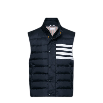 MAYFEYR - Thom Browne - Lightweight Downfill 4 Bar Vest In Shiny Ripstop - MVD036XF1095415