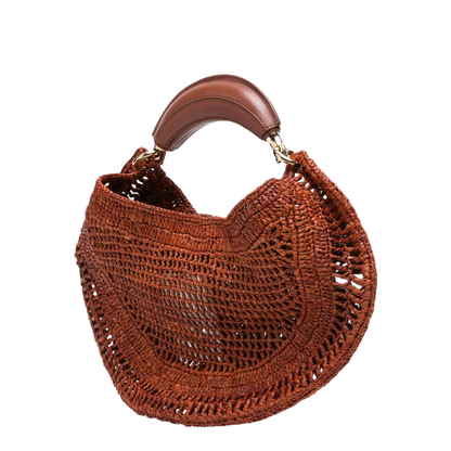 Summer Banana Raffia Hobo Bag - Brown