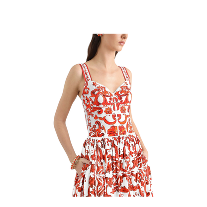 MAYFEYR - Dolce & Gabbana - Long Dress In Poplin Maiolica Print - F6TTHTGDDRL