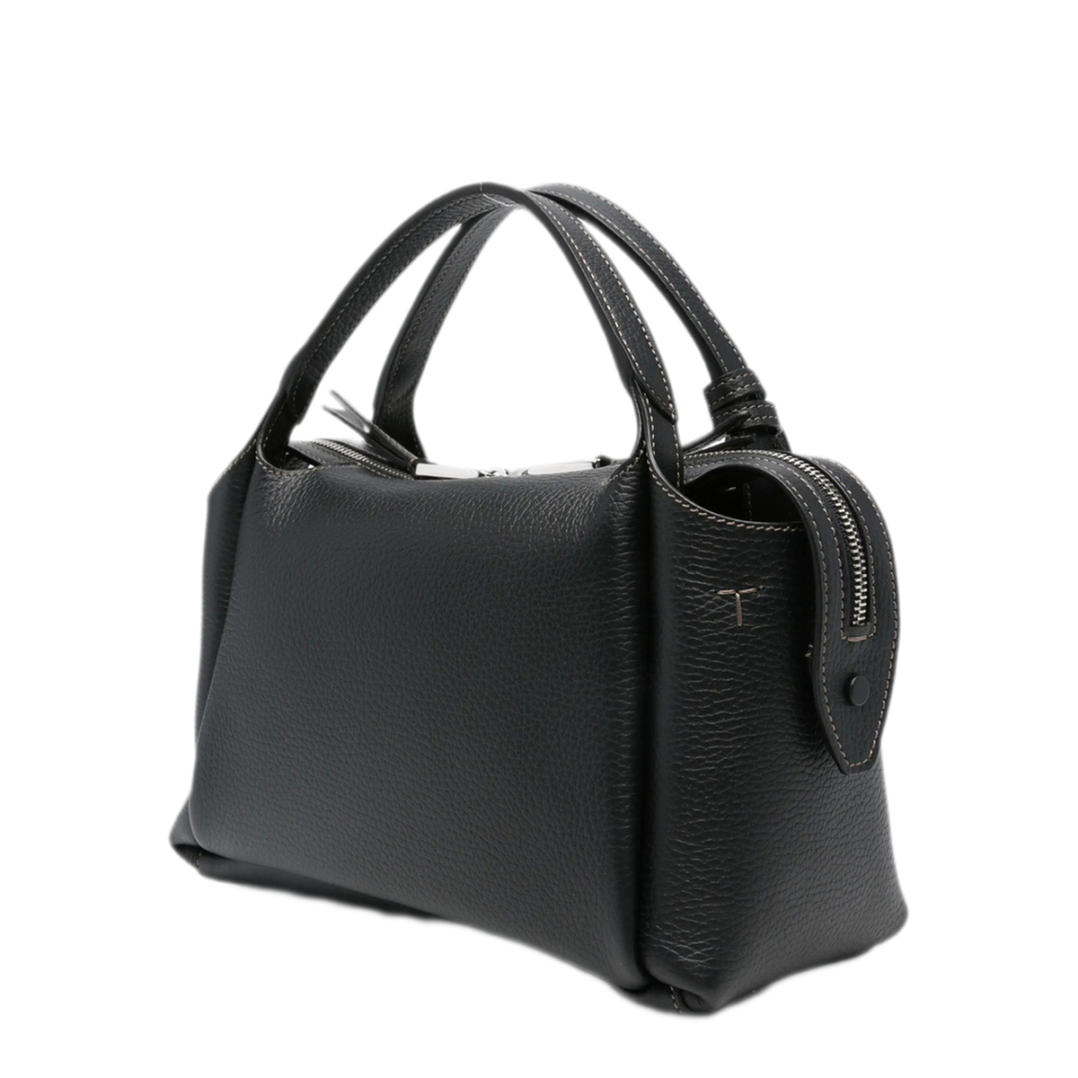Medium Leather Top Handle Bag - Black