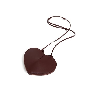 Heart-Shaped Shoulder Bag in Grainy Leather and Suede