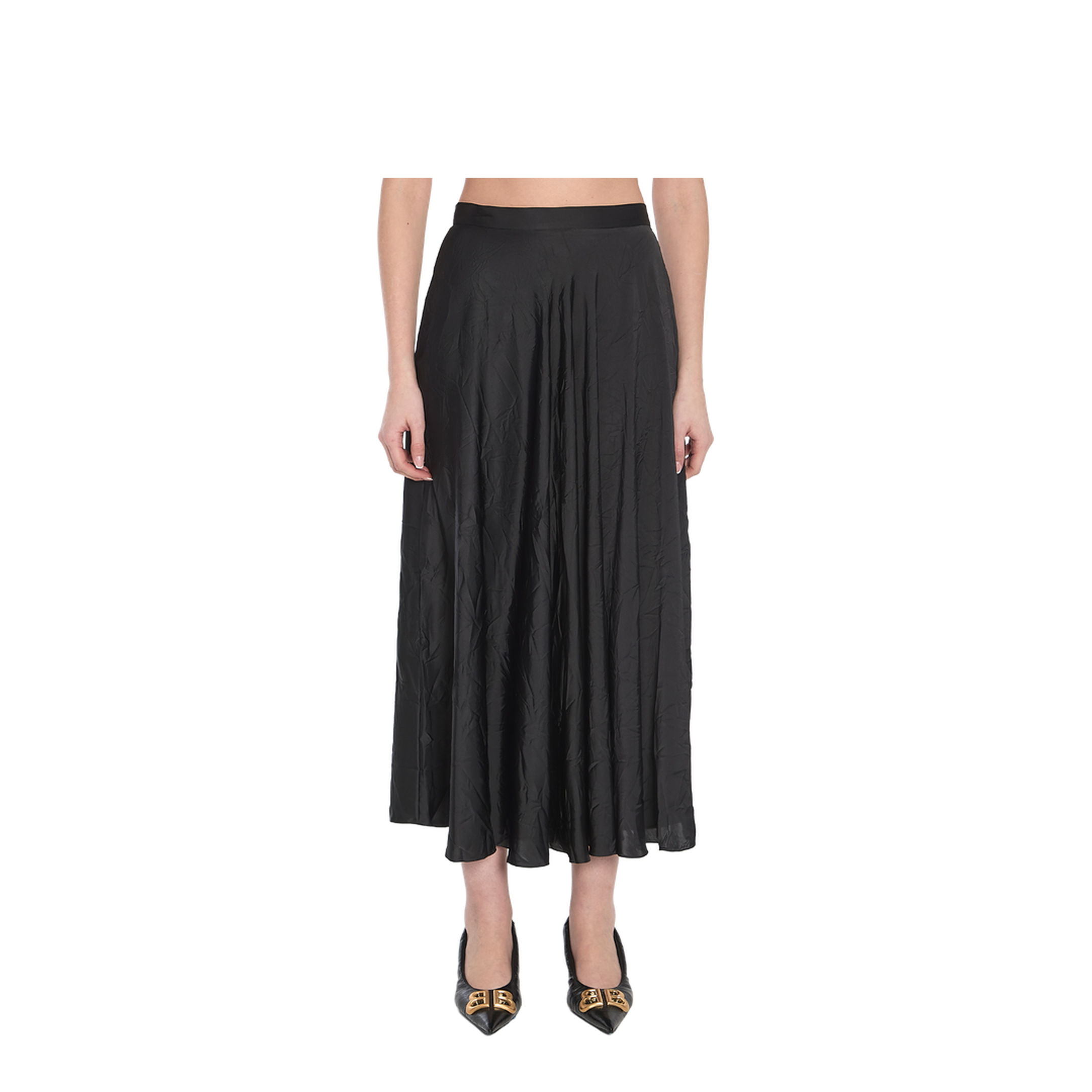 Satin Asymmetric Draped Skirt