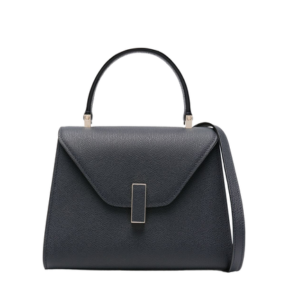 Teal Blue Leather Mini Top Handle Bag