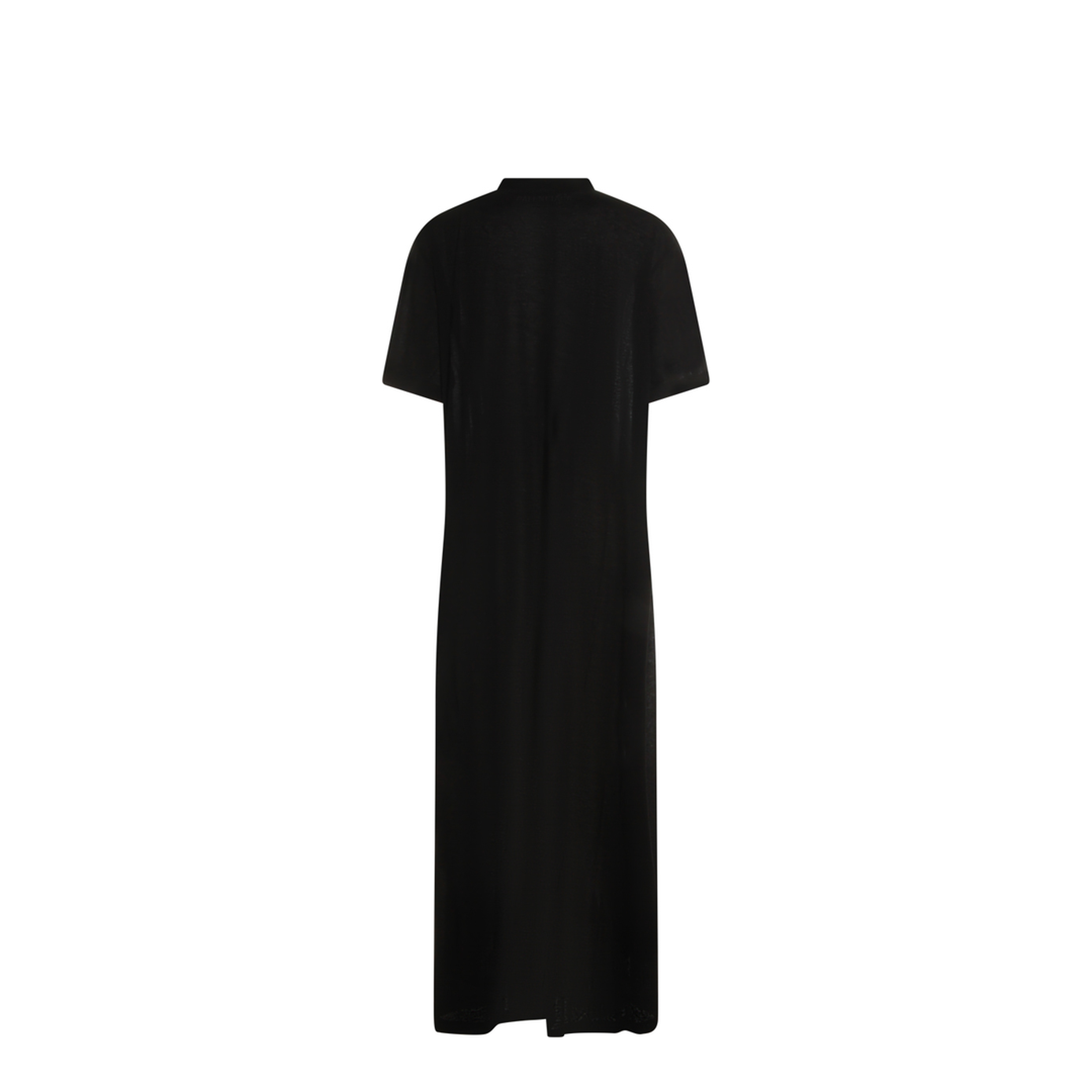 Black Maxi Train T-Shirt in Cotton Jersey
