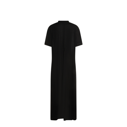 Black Maxi Train T-Shirt in Cotton Jersey