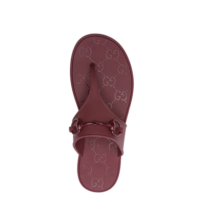 Thong Sandal with Horsebit in Rosso Ancora Rubber