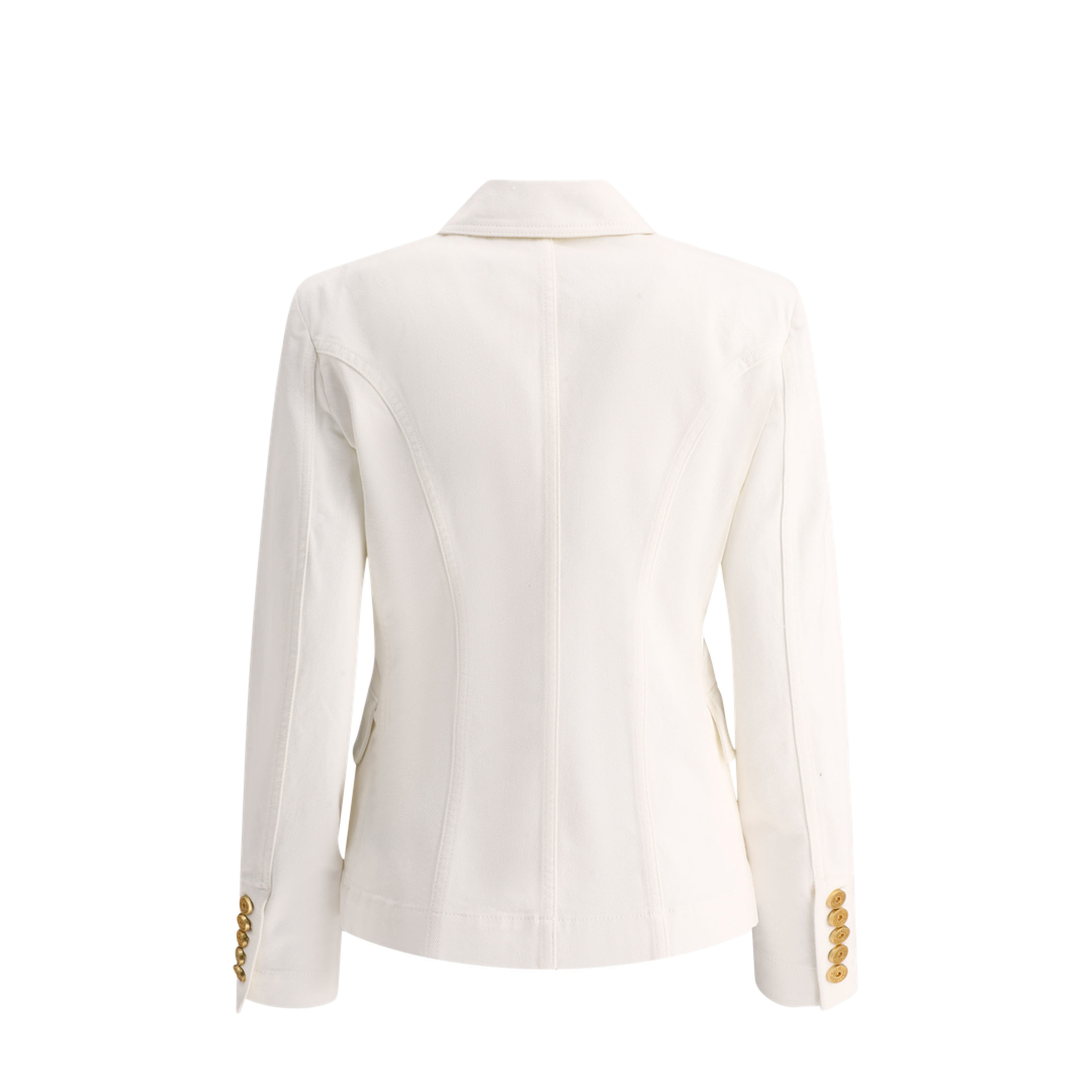 Double-Breasted Denim Blazer White