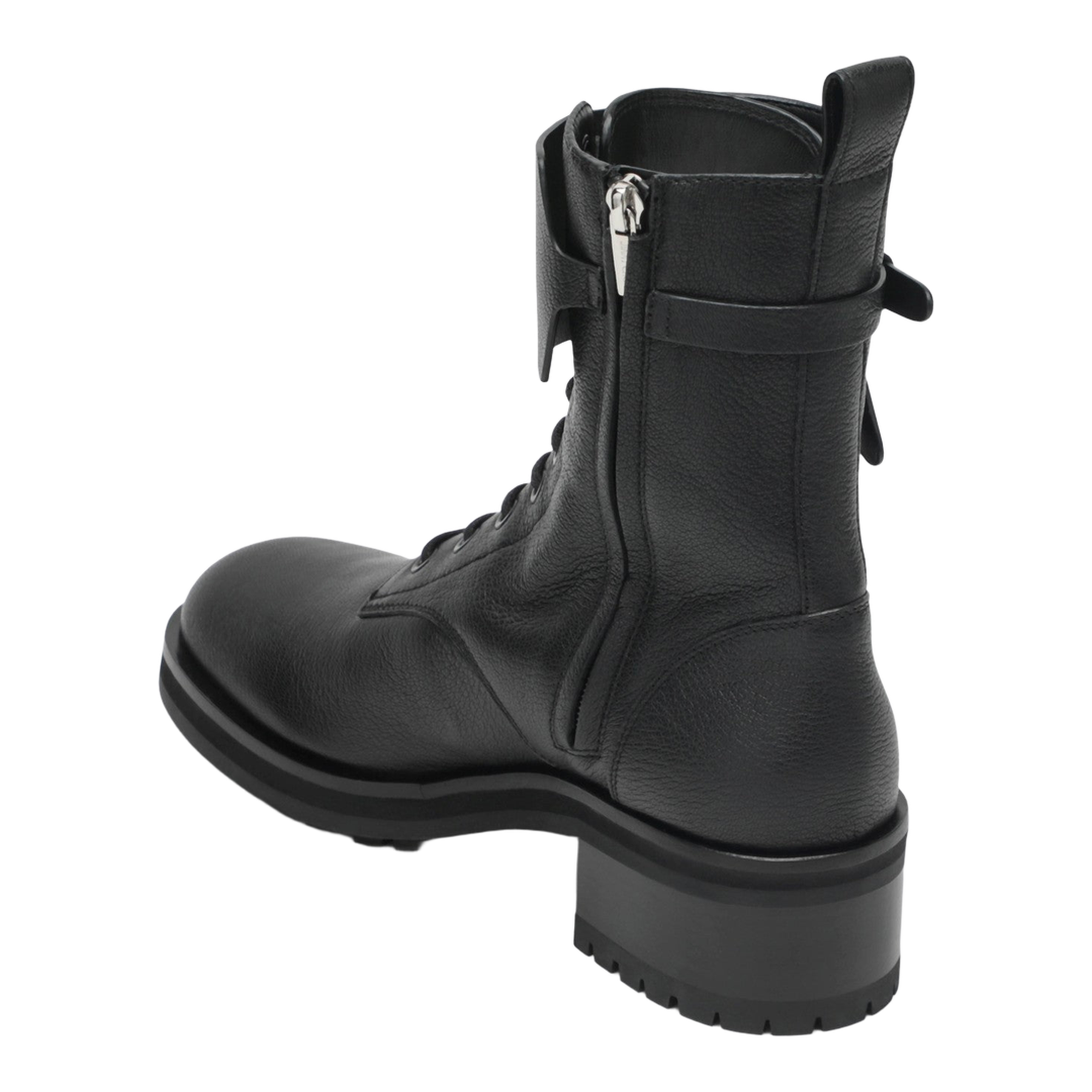 Rosabel Flat Black Leather Ankle Boots