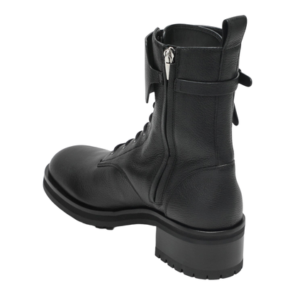 Rosabel Flat Black Leather Ankle Boots