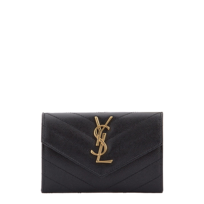 Cassandre Matelassé Small Leather Wallet - Gold