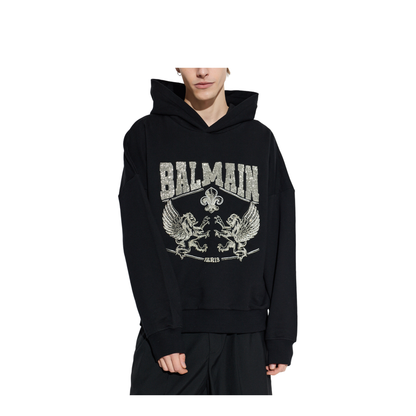 Crystal Embroidered Hoodie - Black