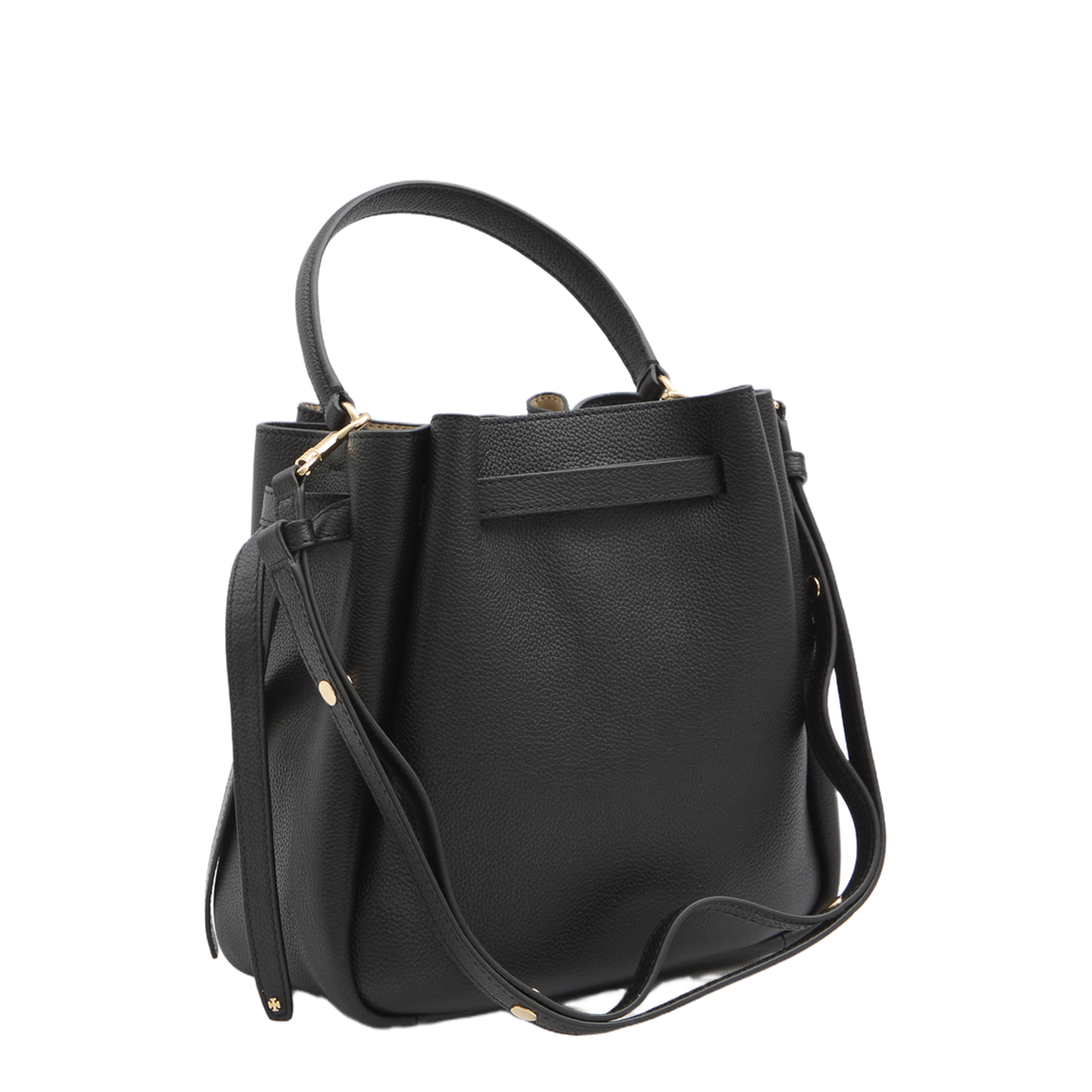 Romy Pebbled Leather Bucket Bag - Black