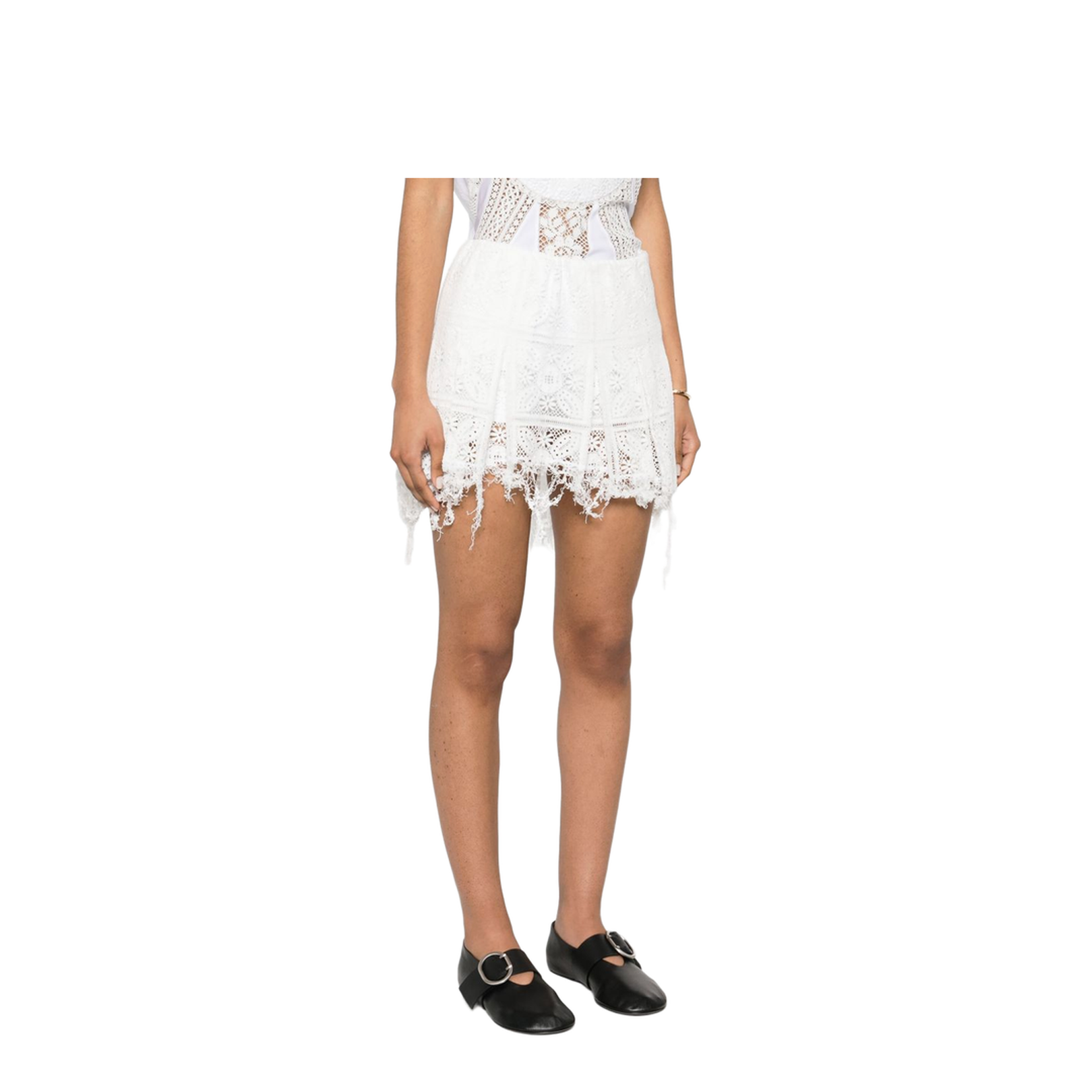 Pleated Mini Skirt in Cotton Blend White
