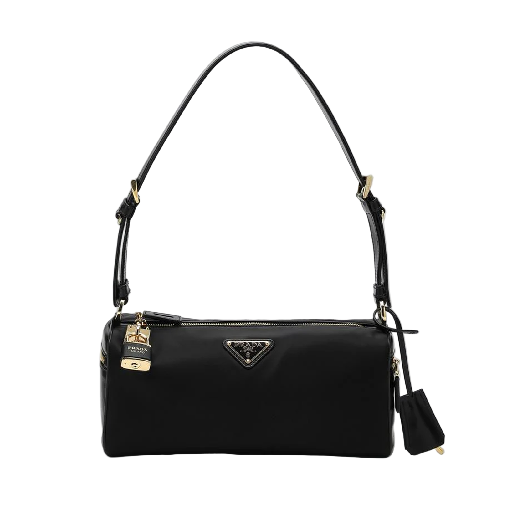 Black Re-Nylon Medium Shoulder Bag