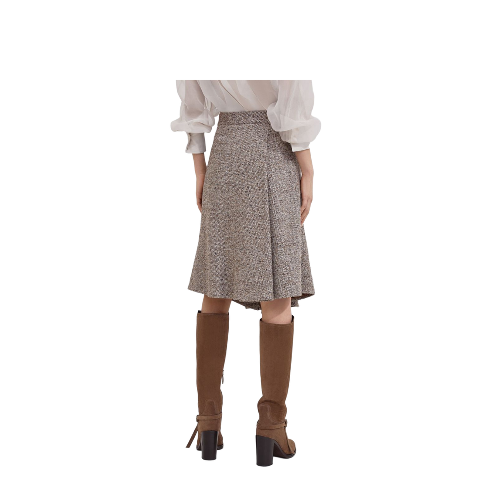 Virgin Wool and Silk Midi Skirt