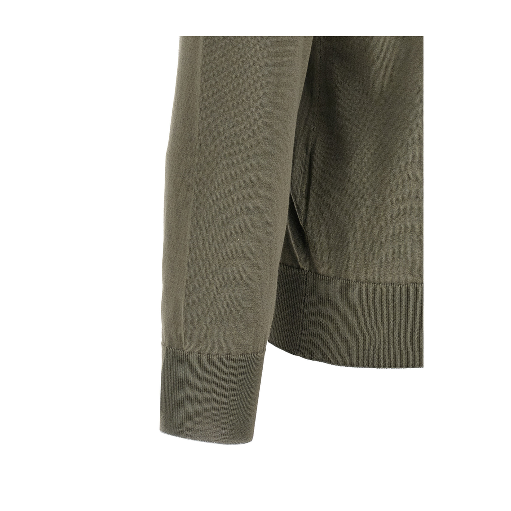 Zipped Cotton Cardigan - Green