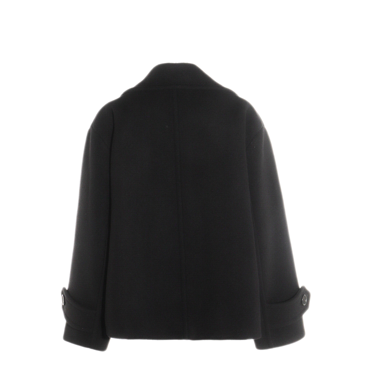Oversized Wool Short Coat - Black