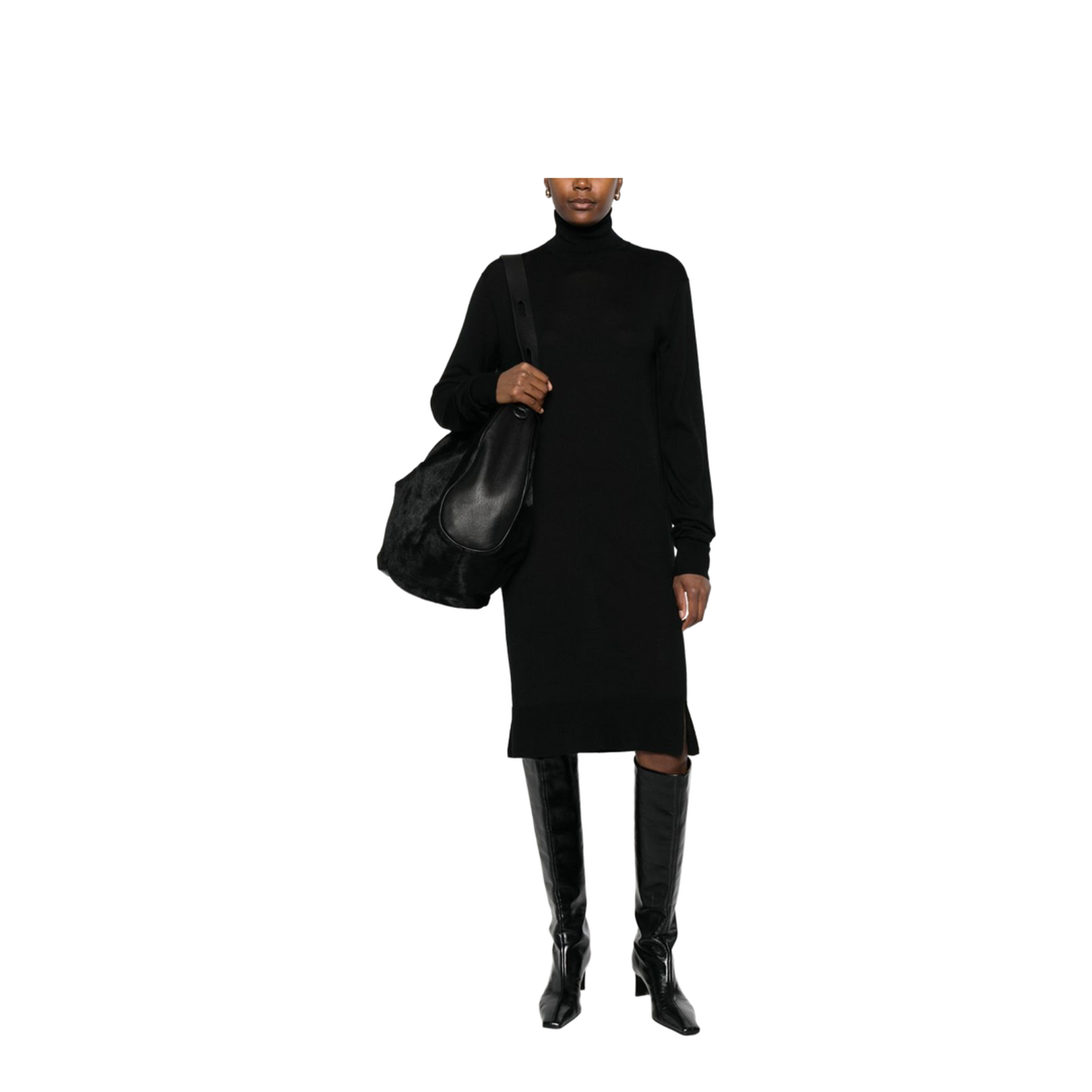 Wool Turtleneck Midi Dress