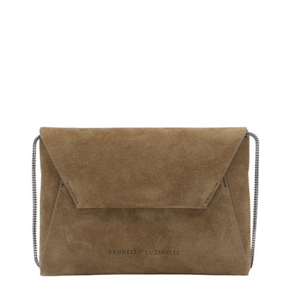 Suede Clutch Bag Brown