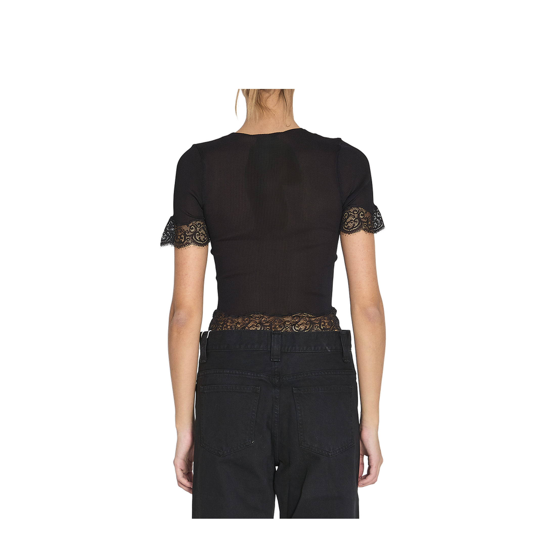 Silk Jersey and Lace T-Shirt