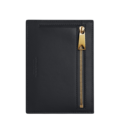 Intrecciato Leather Card Holder - Black