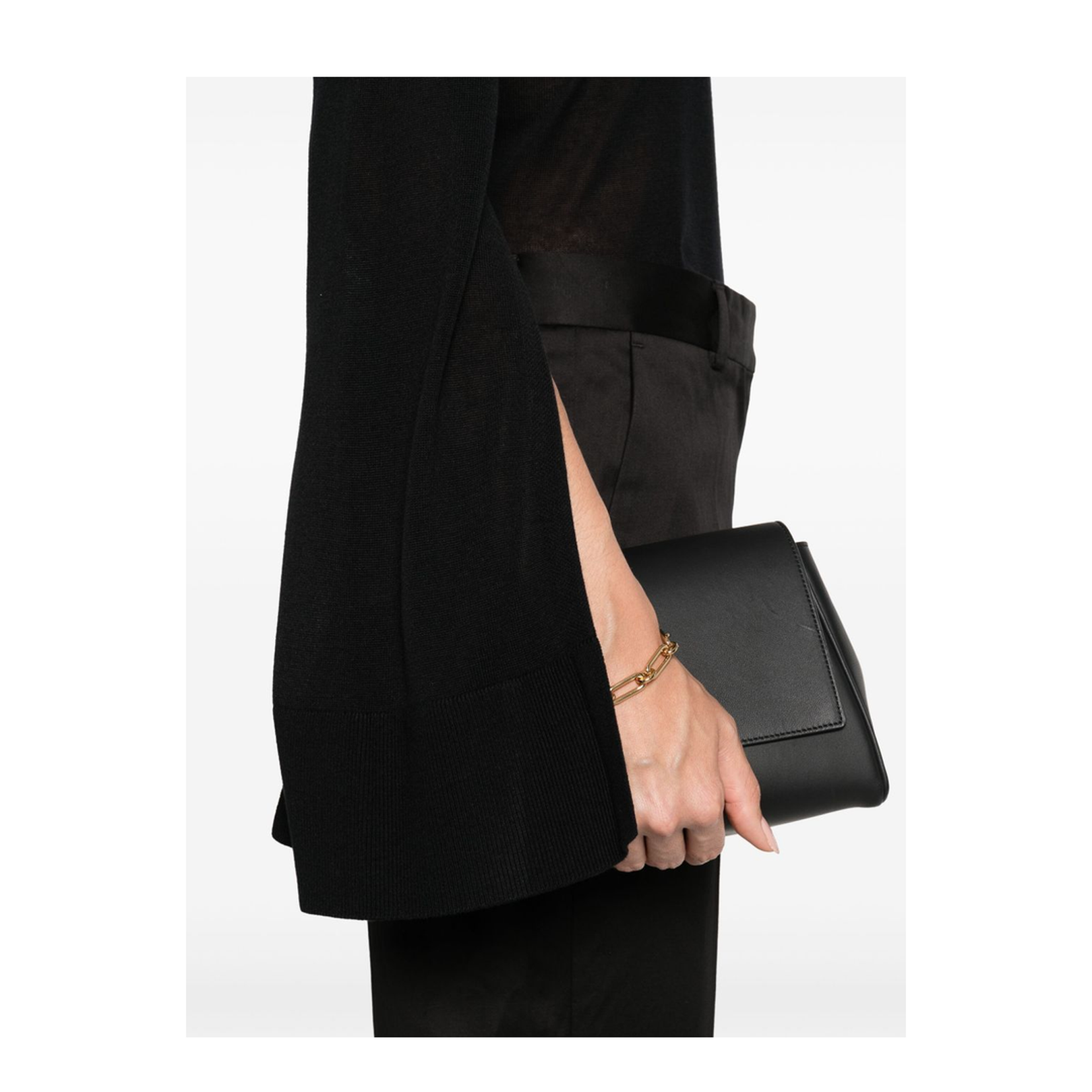 Slit Sleeve Turtleneck Black