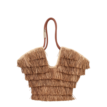 Goldentime Medium Fringed Tote Bag - Brown