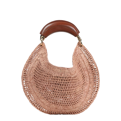 Summer Banana Raffia Hobo Bag - Summery Beige