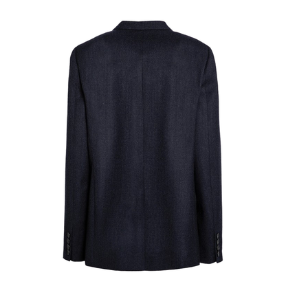Navy Blue Single-Breasted Jacket in Wool