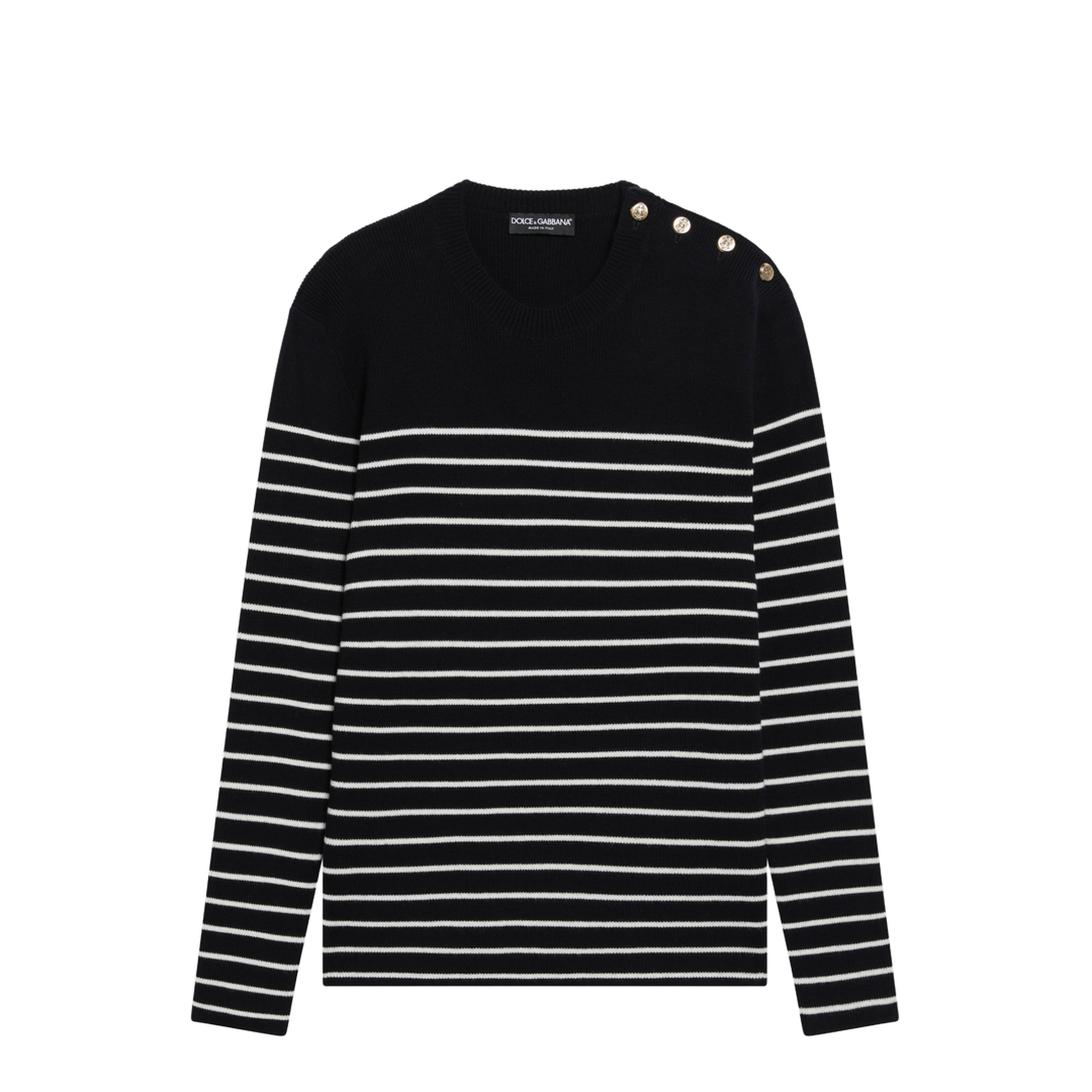 MAYFEYR - Dolce & Gabbana - Blue/White Striped Wool Sweater With Buttons - GXXCJTJDVIDB0789