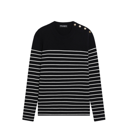 MAYFEYR - Dolce & Gabbana - Blue/White Striped Wool Sweater With Buttons - GXXCJTJDVIDB0789