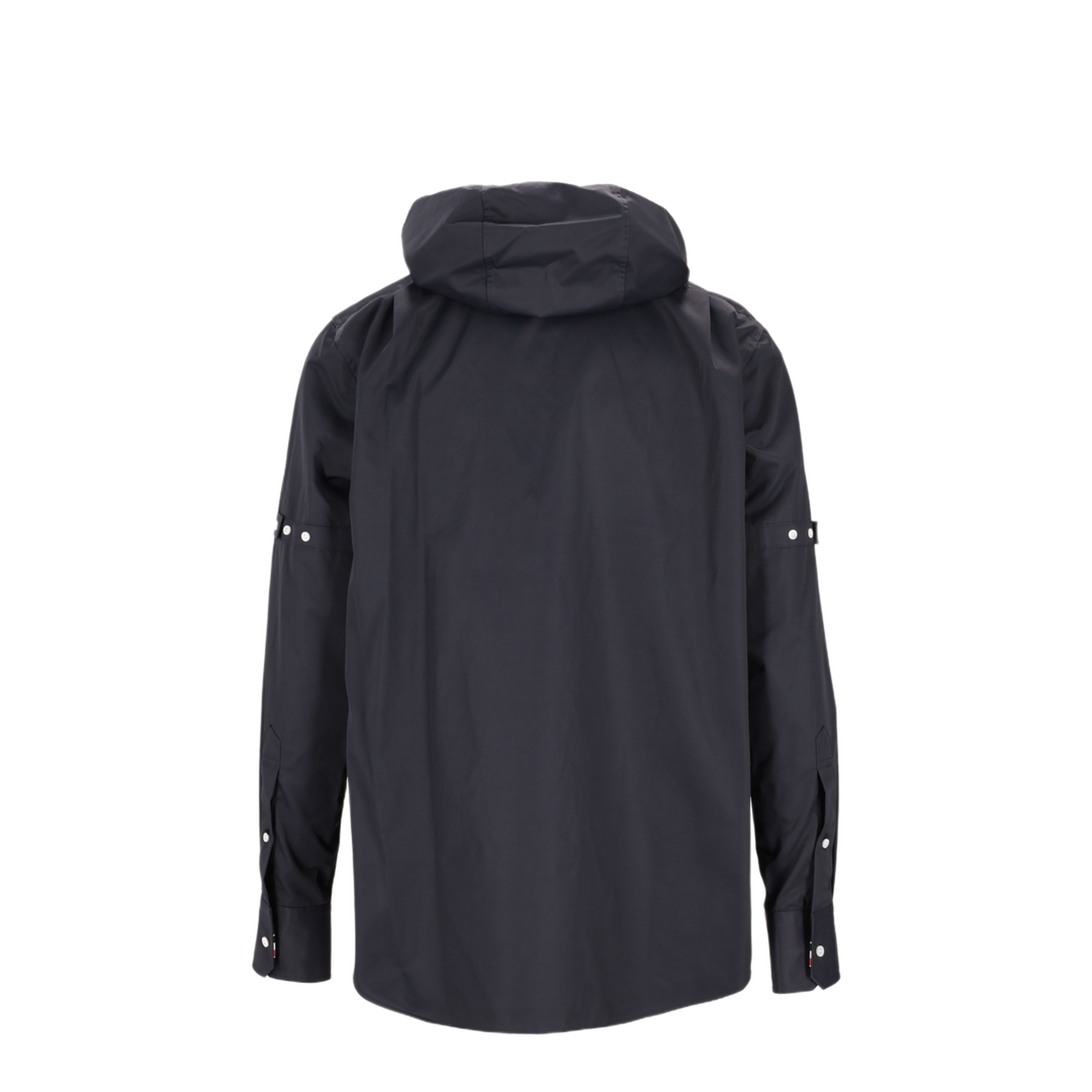 MAYFEYR - Thom Browne - Hooded Straight Fit L/S Shirt With Rwb Cuff Detail And Front Placket And Self Armband In Poly Cotton - MWL432OF1066415