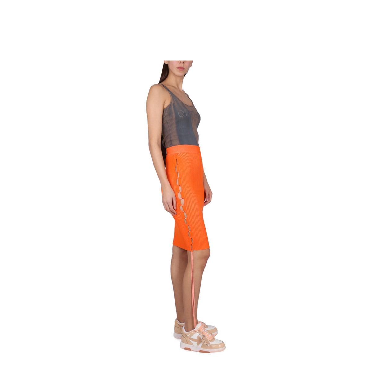 Orange Viscose Blend Skirt