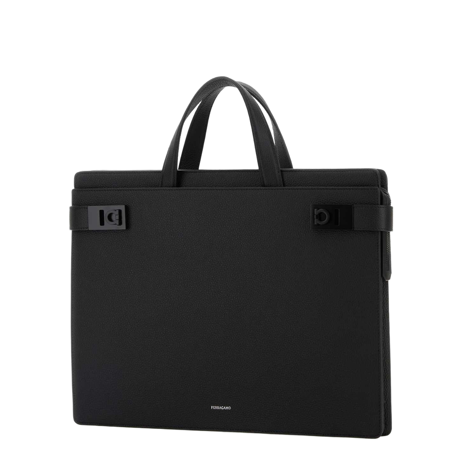 Black Leather Twins Briefcase