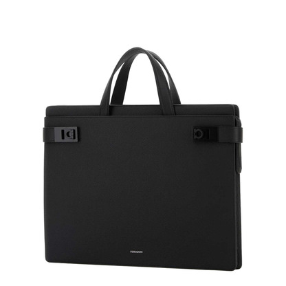 Black Leather Twins Briefcase